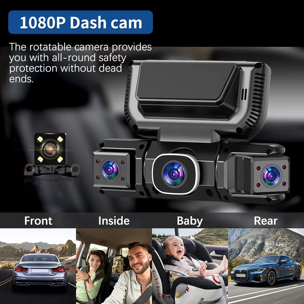 Caméra DVR 360° pour Voiture – Vision Nocturne & WiFi
