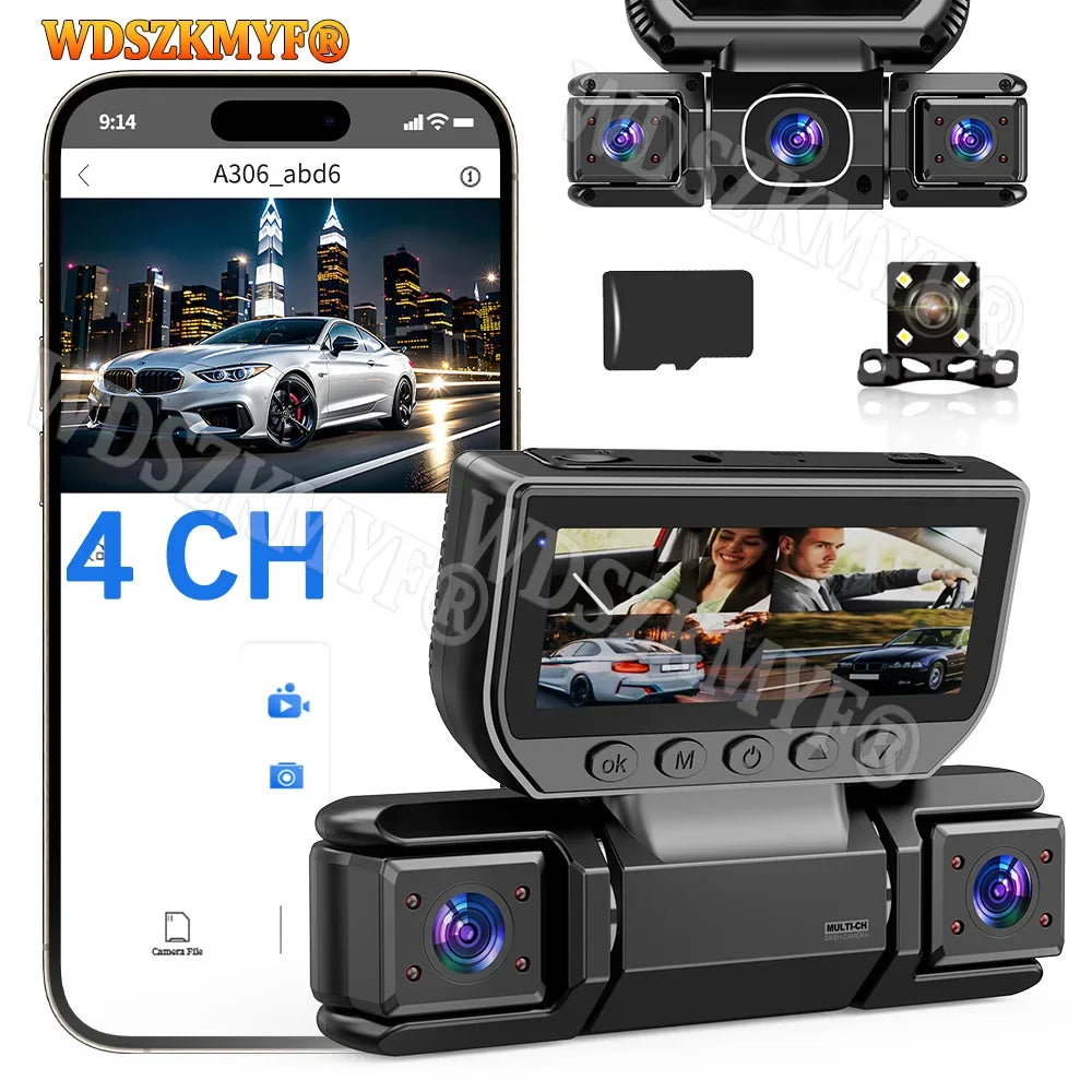 Caméra DVR 360° pour Voiture – Vision Nocturne & WiFi
