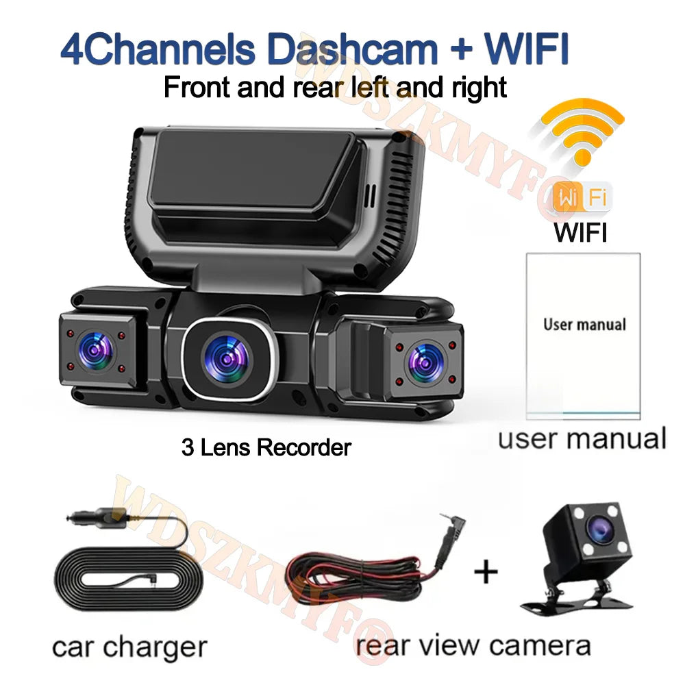 Caméra DVR 360° pour Voiture – Vision Nocturne & WiFi