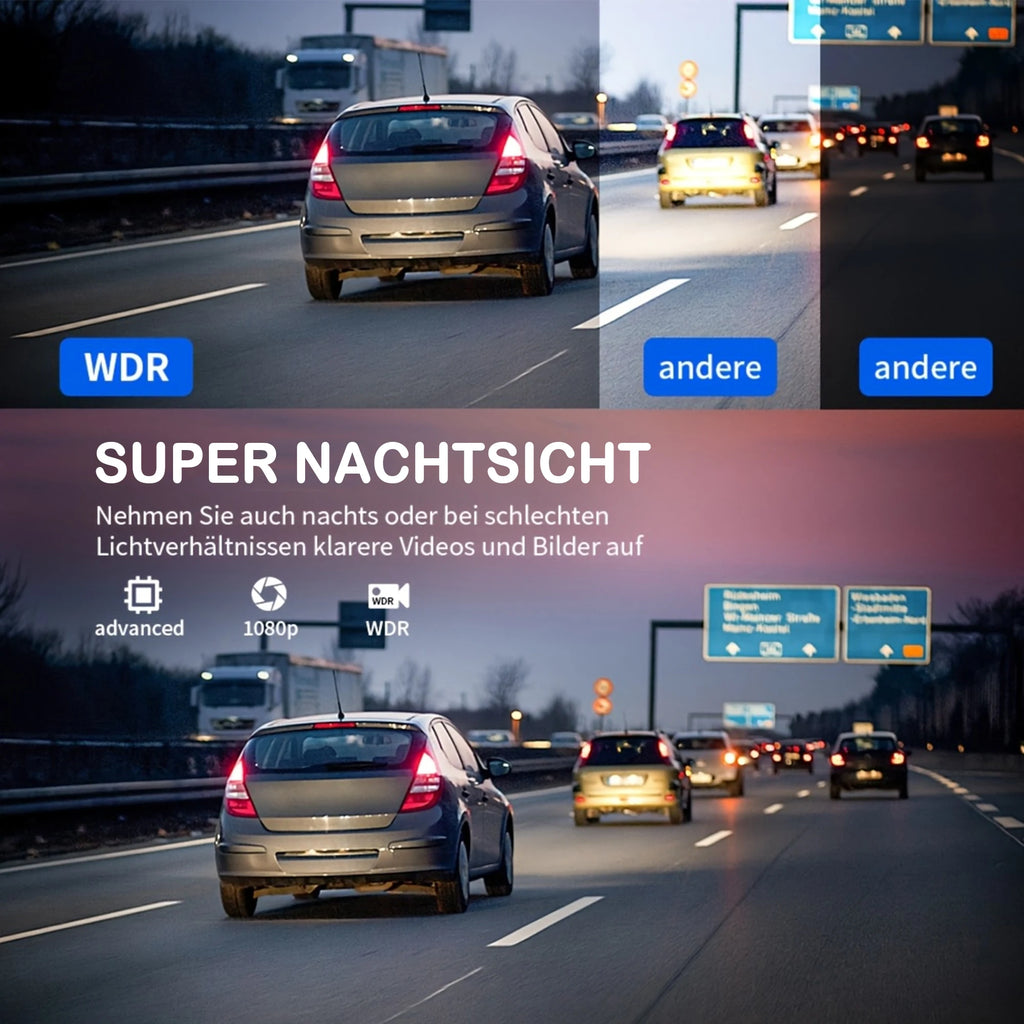 Dashcam WiFi 4 Caméras – Surveillance Voiture Full HD