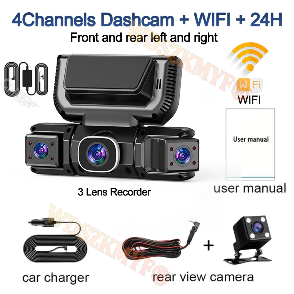 Caméra DVR 360° pour Voiture – Vision Nocturne & WiFi