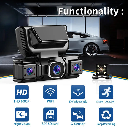 Caméra DVR 360° pour Voiture – Vision Nocturne & WiFi