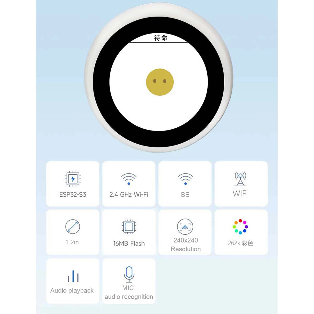 Mini Robot Assistant Vocal AI v2 – Écran LCD 1,28" – Horloge & Animations Bureau